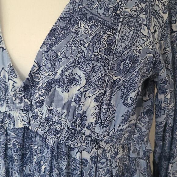 Rachel Zoe Tiered Maxi Dress S Blue Floral Paisley Boho Chic Cottagecore NEW - Picture 2 of 16